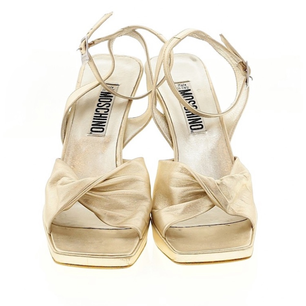 MOSCHINO metallic gold square toe Sandals